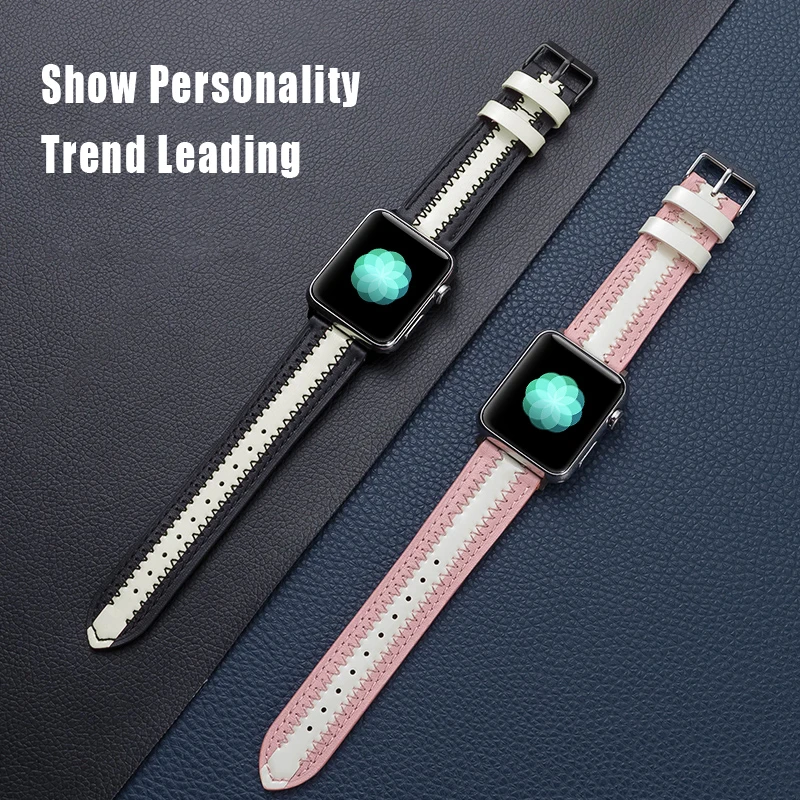 

Strap For apple watch 6 se 5 4 3 Luminous+Leather wristband bracelet correa iwatch band 42mm 38mm apple watch band 44mm 40mm
