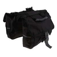 2pcs multifunctional canvas motorcycle saddle bag bike bicycle side storage pouch black