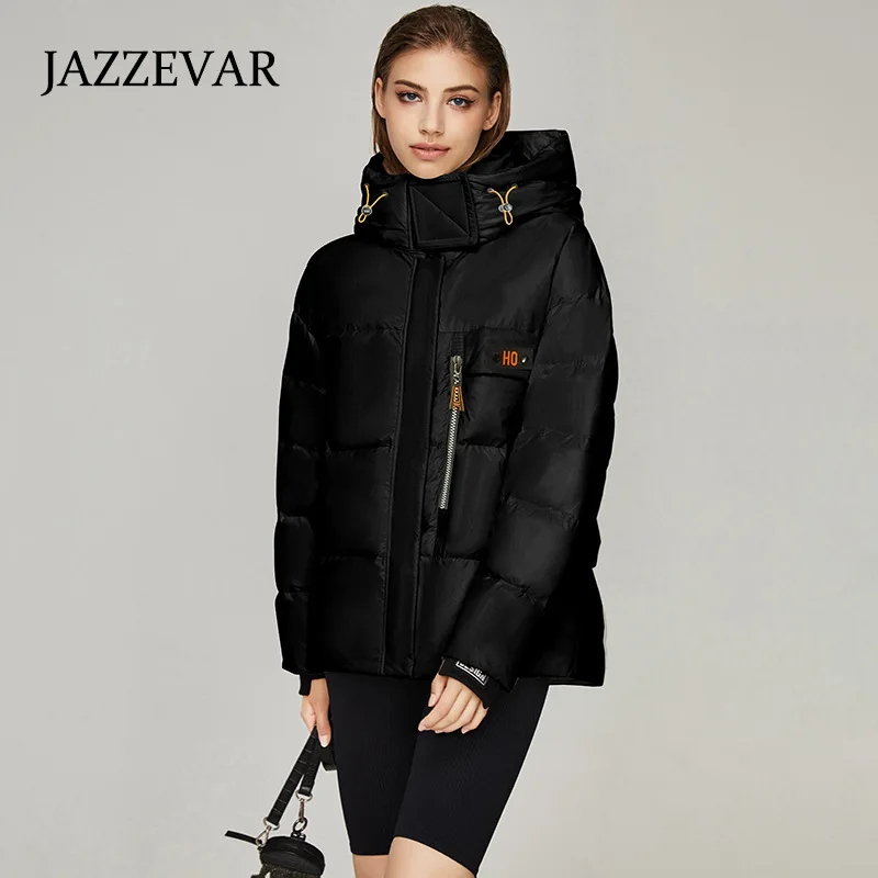 JAZZEVAR 2022 Winter New Top Down Jacket Hooded Women Casual Fashion Thicken Warm Trend