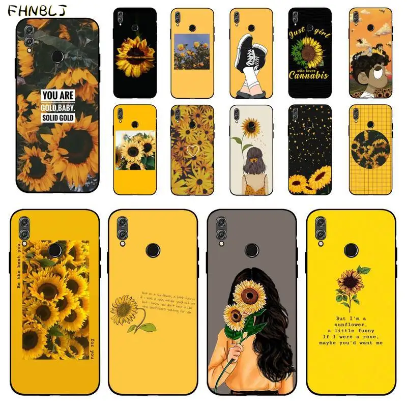 

FHNBLJ Great Art aesthetic Yellow Flower CartoonGirl Phone Case for Huawei Honor 8 x 9 10 20 V 30 pro 10 20 lite 7A 9lite