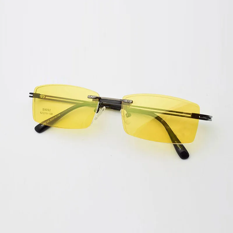 Безрамные мужские очки с магнитным зажимом пленка для близорукости золотые