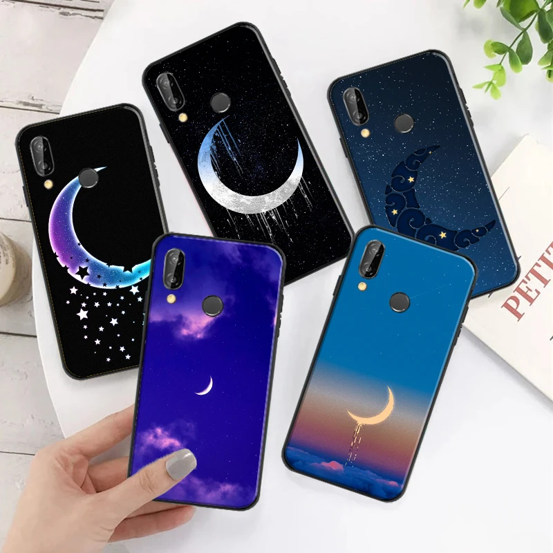

Moon Stars Moonlight Silicone Phone Case For Huawei P Smart Z 2019 2021 P20 P20 Lite P30 P40 P40 Lite Pro Soft TPU Back Cover