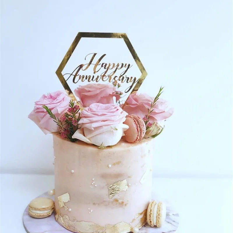 

Золотой топпер на торт для годовщины MJCakedecor