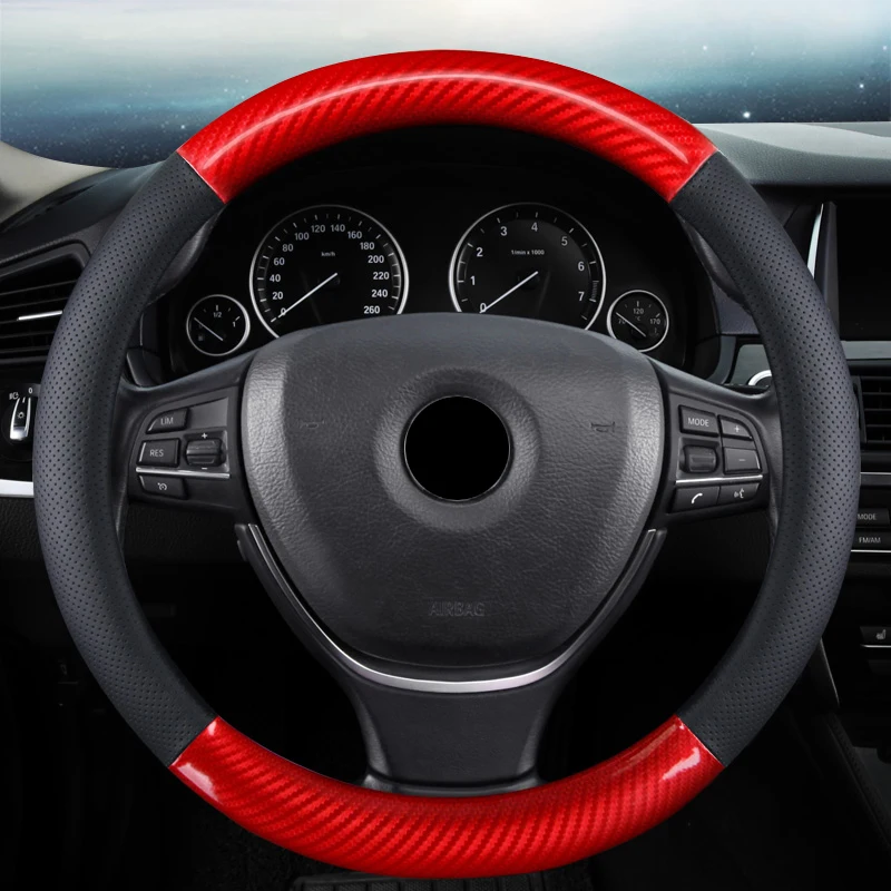 O Shape Red Крышка рулевого колеса из натуральной кожи для VW Touran Golf GTI Polo Sedan Passat Santana Jetta Tiguan Gol Sagitar CC Scirocco - Название цвета: O Shape Red