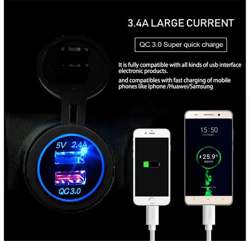 Новое быстрое автомобильное зарядное устройство QC 3 0 с двумя USB