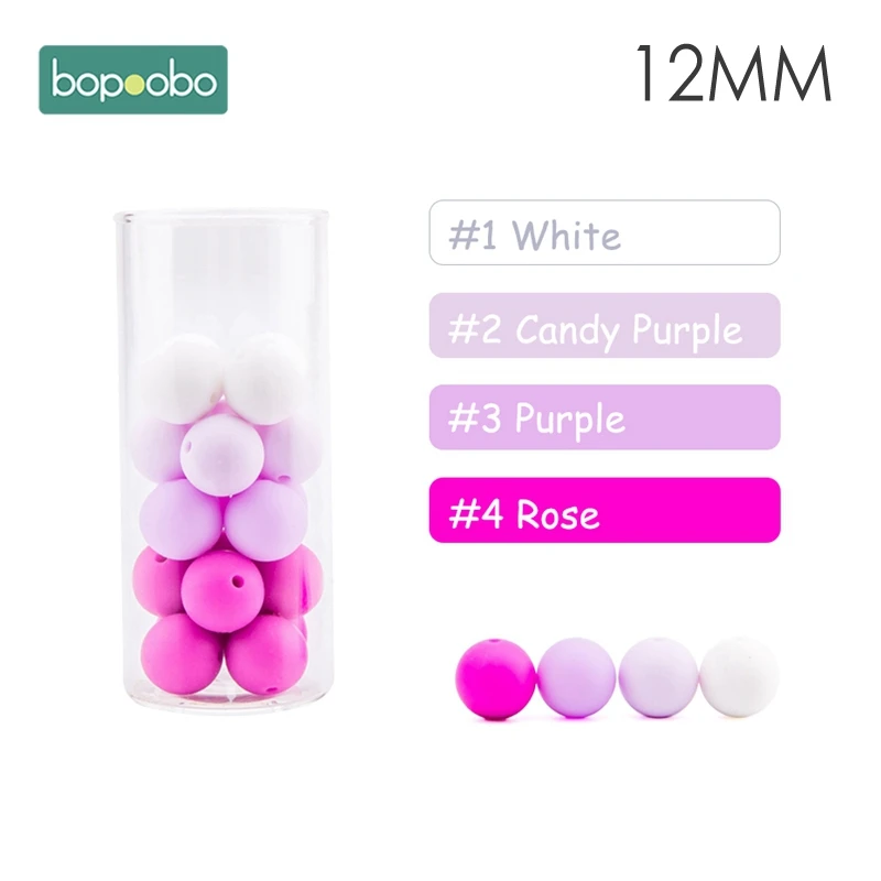 Bopoobo 12 мм, силиконовые бусины 9 мм, 30 шт., бусины для прорезывания зубов для детей, сделай сам, браслет для кормления, силиконовый маленький стержень, детский Прорезыватель - Цвет: Purple Series