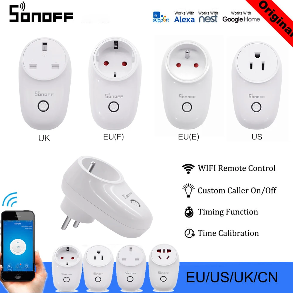 Умная вилка Sonoff S26 WiFi ЕС США Великобритания AU CN автоматизация умный дом пульт