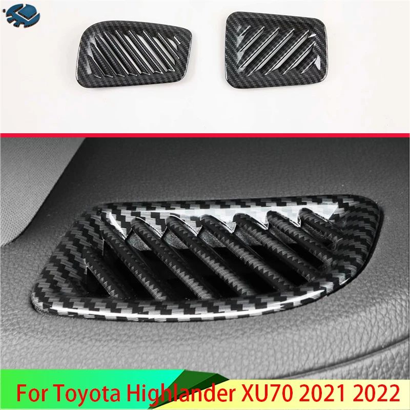 

For Toyota Highlander XU70 2021 2022 Carbon Fiber Style Air Vent Outlet Cover Dashboard Trim Bezel Frame Molding Garnish