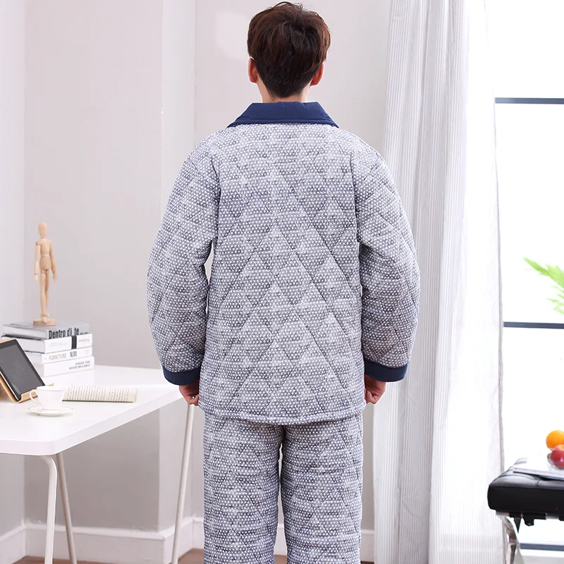 Зимняя Пижама с геометрическим рисунком Мужская Утепленная трехслойная