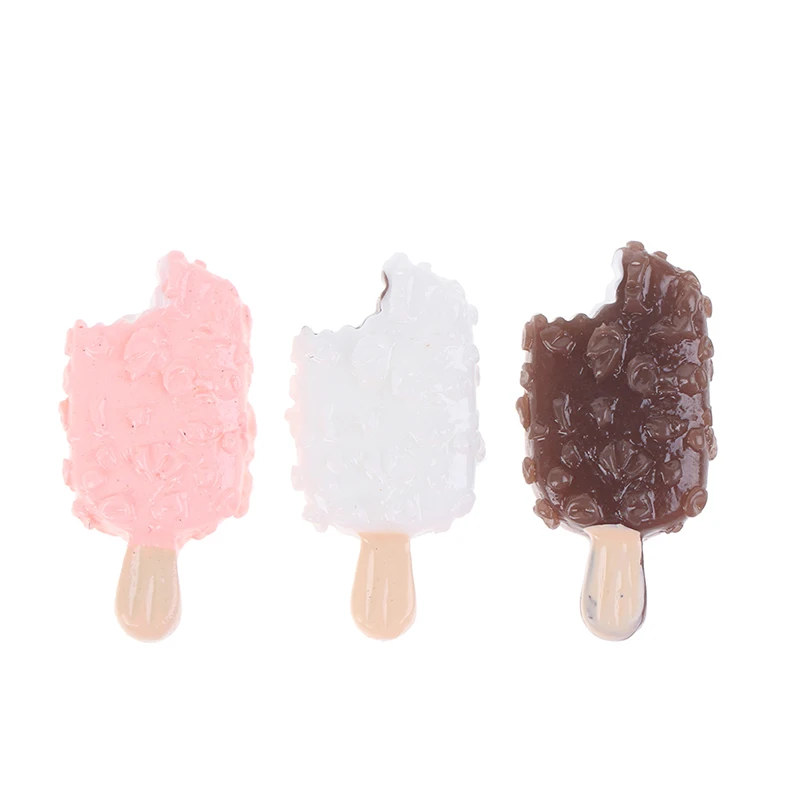 

5pcs/lot Dolls DIY Crunchy Ice-lolly Simulation Food Miniature Pretend Toy Mini Ice Cream Bar Resin For Dolls Accessories