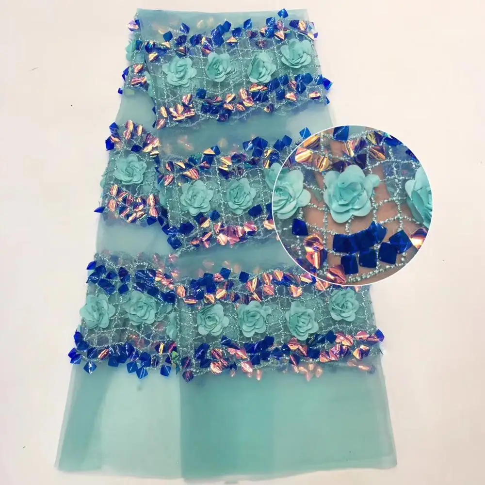 Африканская кружевная ткань высокого качества с последовательностью 3d Цветы