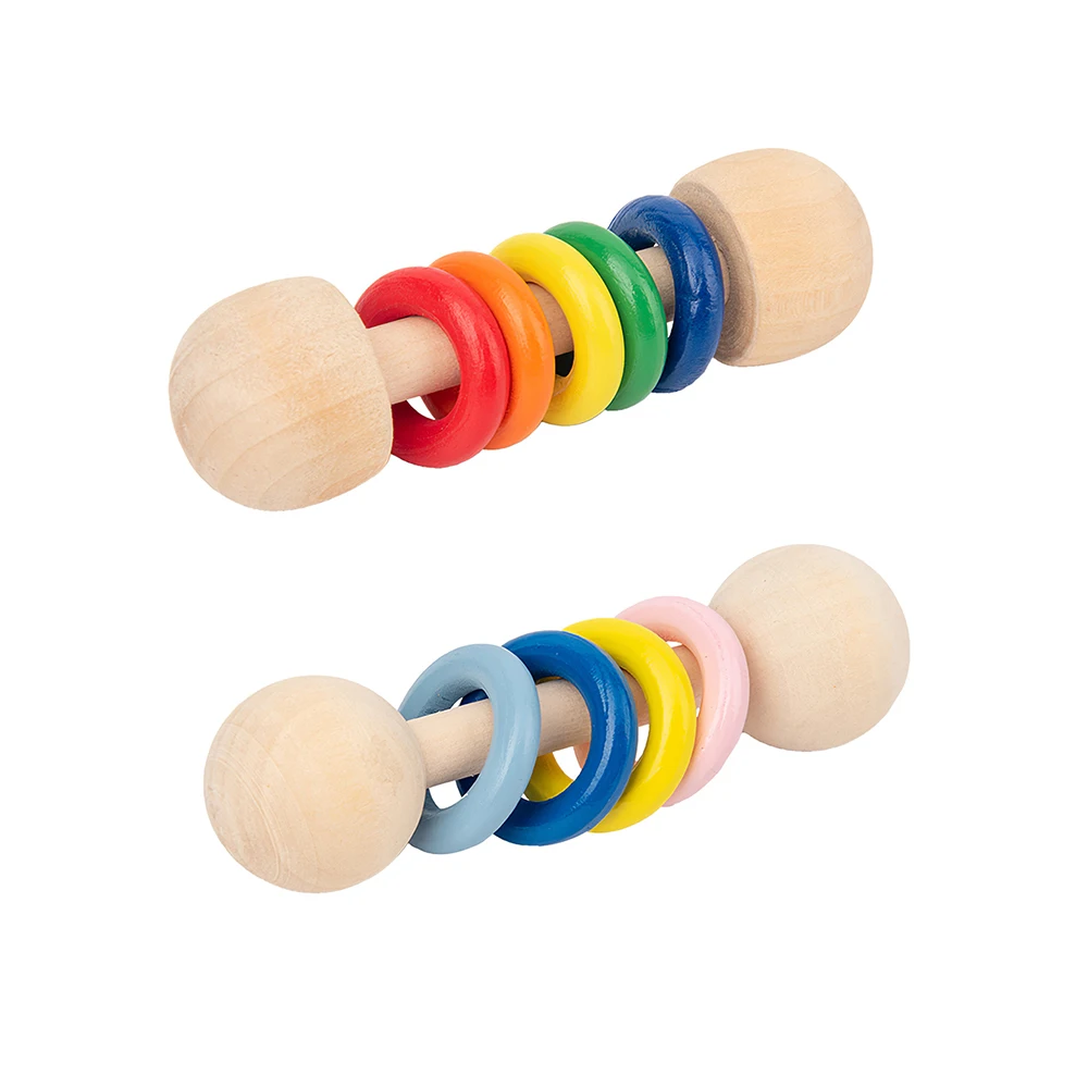 

Baby Teether Toy Wooden Rattle Wood Teething Play Gym Montessori Stroller Musical Wooden Baby Rattle Molar Rod Baby Teether Toy