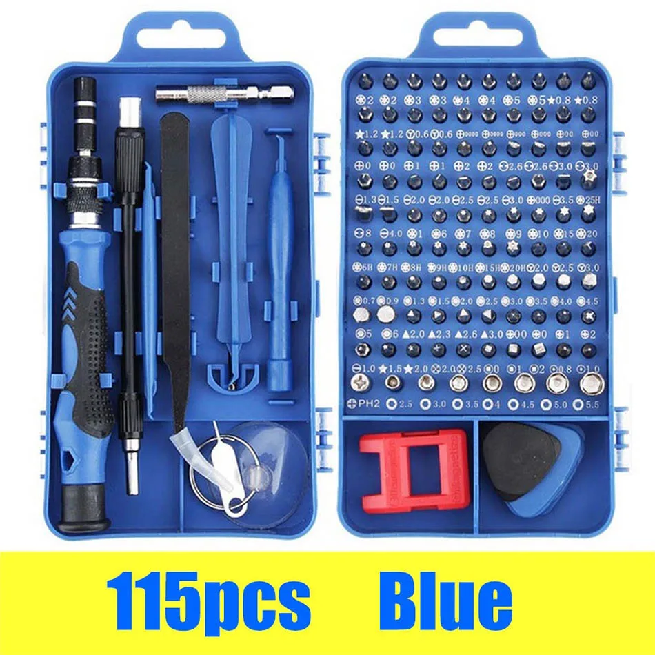blue-115 IN 1 Vastar 115 в 1 Набор отверток мини Прецизионная отвертка мульти компьютер ПК устройство для мобильного телефона ремонт ручные домашние инструменты - Цвет: blue-115 IN 1