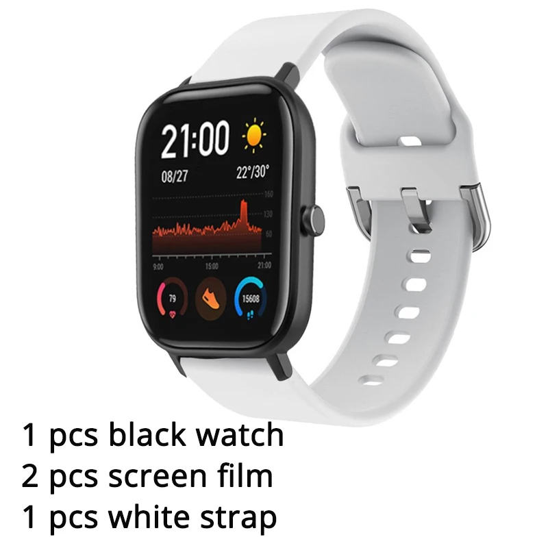 black add white Новая глобальная версия Amazfit GTS Смарт-часы 1,6" AMOLED 5 ATM водонепроницаемый 14 дней Срок службы батареи 12 спортивных режимов Bluetooth часы - Цвет: black add white