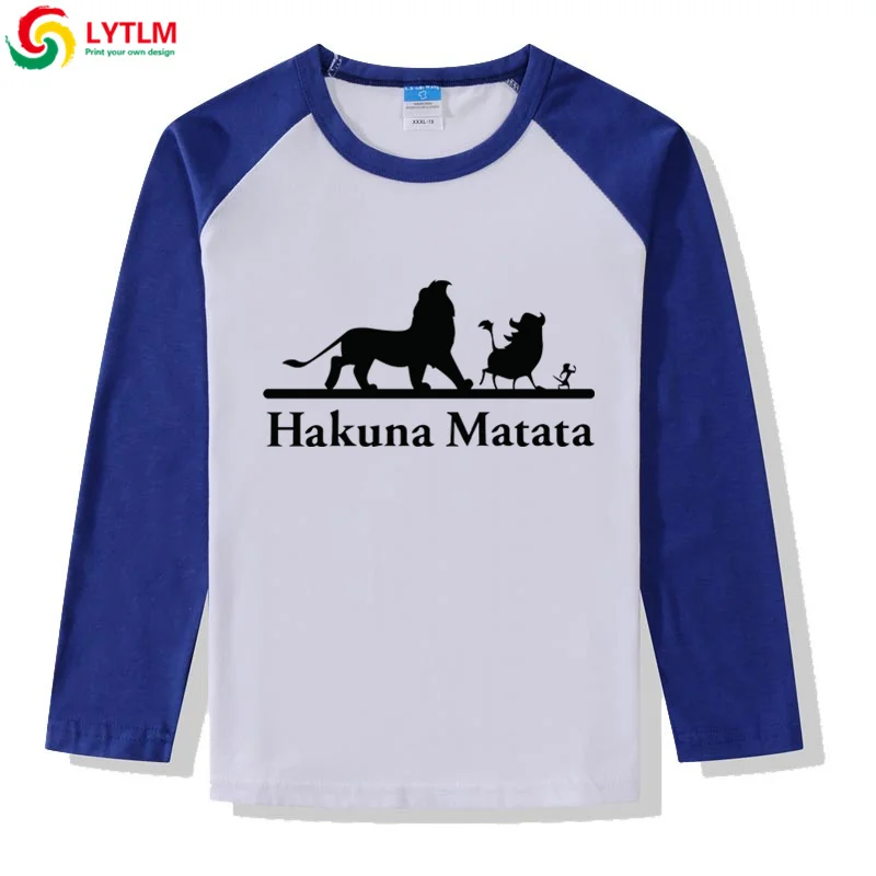LYTLM Hakuna Matata/футболка Roi Lion/футболки для мальчиков, детские футболки реглан для маленьких девочек, Детская футболка с длинными рукавами с изображением короля льва для мальчиков