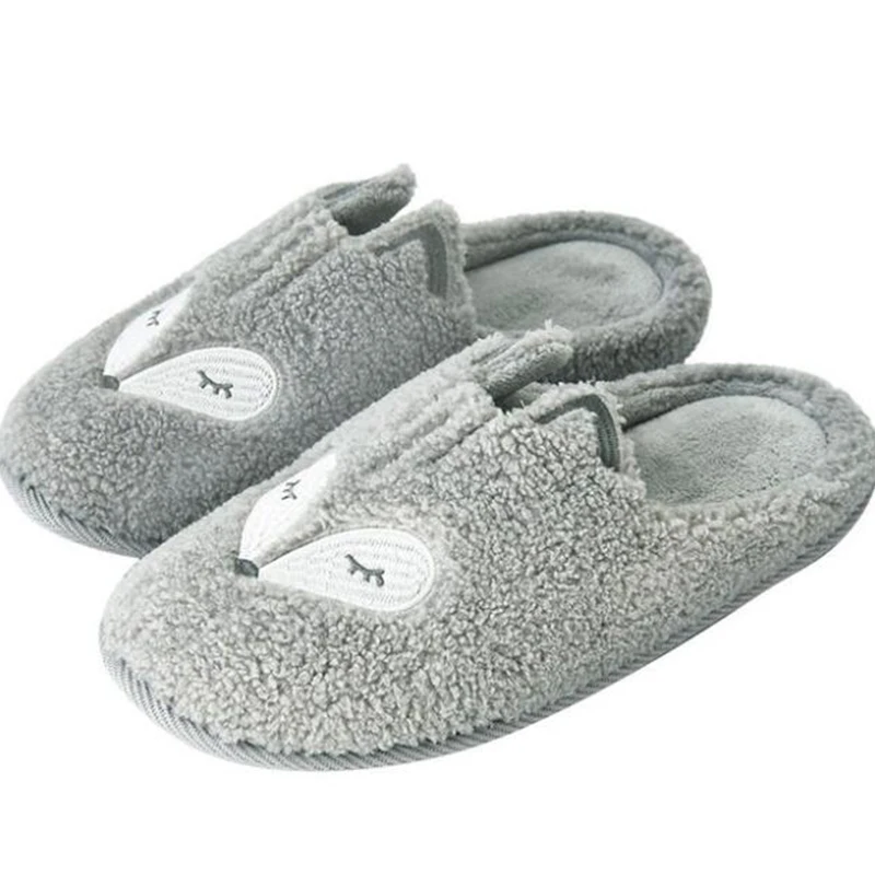 Gray1 COVOYYAR/домашние теплые женские тапочки; коллекция года; зимняя домашняя женская обувь с милым изображением лисы; обувь без шнуровки для влюбленных пар; домашние тапочки; WSL2001 - Цвет: Gray1