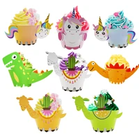 12set birthday unicorn dinosaur alpaca party cupcake wrappers zoo farm animal up cake liners baby shower birthday party supplies