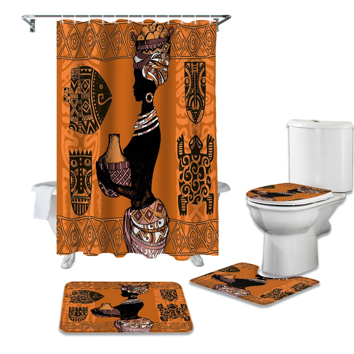 Африканские женские силуэт Геометрическая культура наборы занавесок для душа