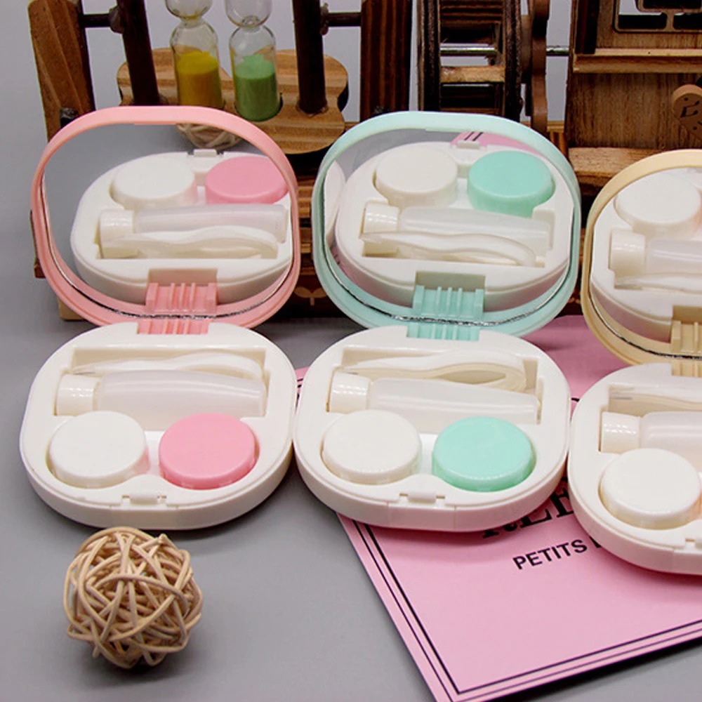 Новое поступление яркие цветные мини Контактные линзы чехол для линз коробка