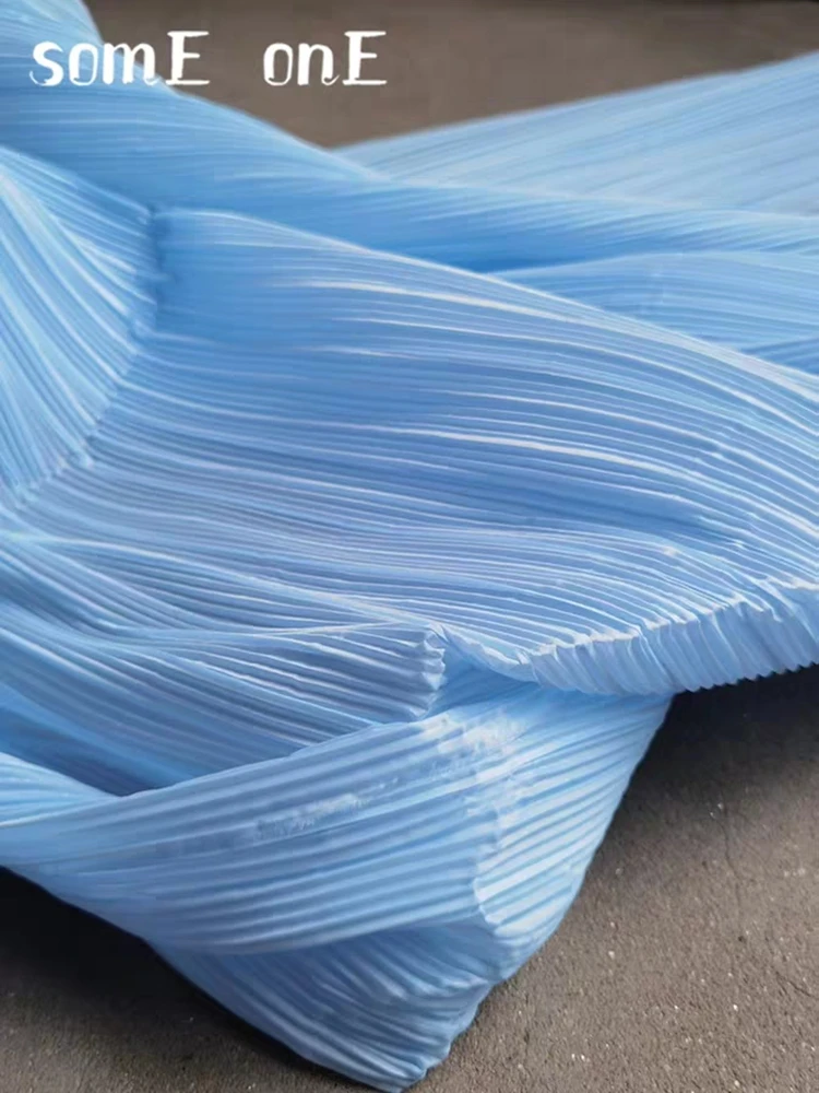 Жесткая плиссированной ткани светильник синий Мияки складки DIY Одежда свадебный