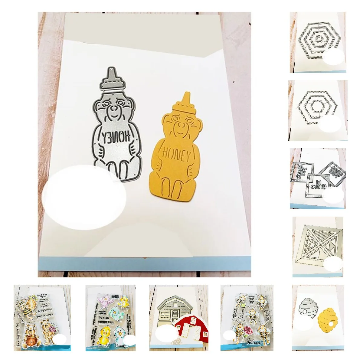 

New Duck Bear Bee Yellow Hexagonal Mold Metal Die Cutting 2021 New Diy Die Molds Scrapbooking Paper Making Cuts Crafts Big Die