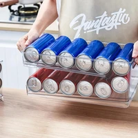2 tier rolling refrigerator organizer box soda beer cola can beverage holder for fridge kitchen plastic storage rack container