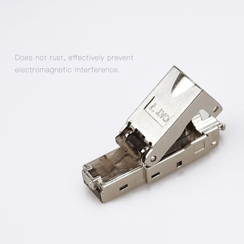 

2PCS Cat7 Connector Rj45 Ethernet Plug Adapter Tool-Free Crimping Cat7 Shielded Metal Boot Network Ethernet Cable Plug