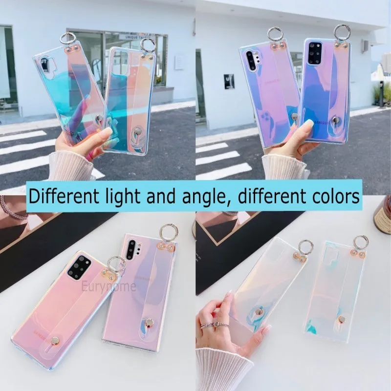 Dream Color Case For Samsung Galaxy A72 A52 A32 A22 A82 A02S A42 A31 A51 A71 A12 A21S S21 Shockproof Soft TPU Wrist Strap Cover