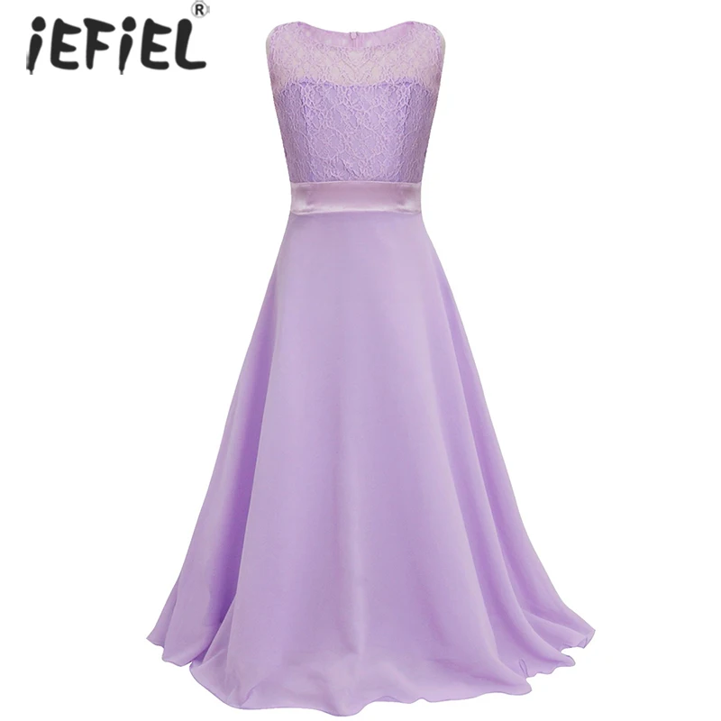 

Кружевное шифоновое платье в пол для девочек-подростков, с цветочным принтом