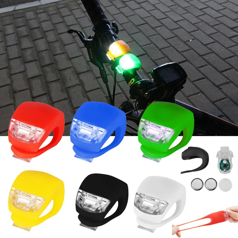 New Led Bike Lights Silicone Bicycle Light Head Front Rear Wheel LED Flash Lamp Waterproof Cycling Front Led Light With Battery