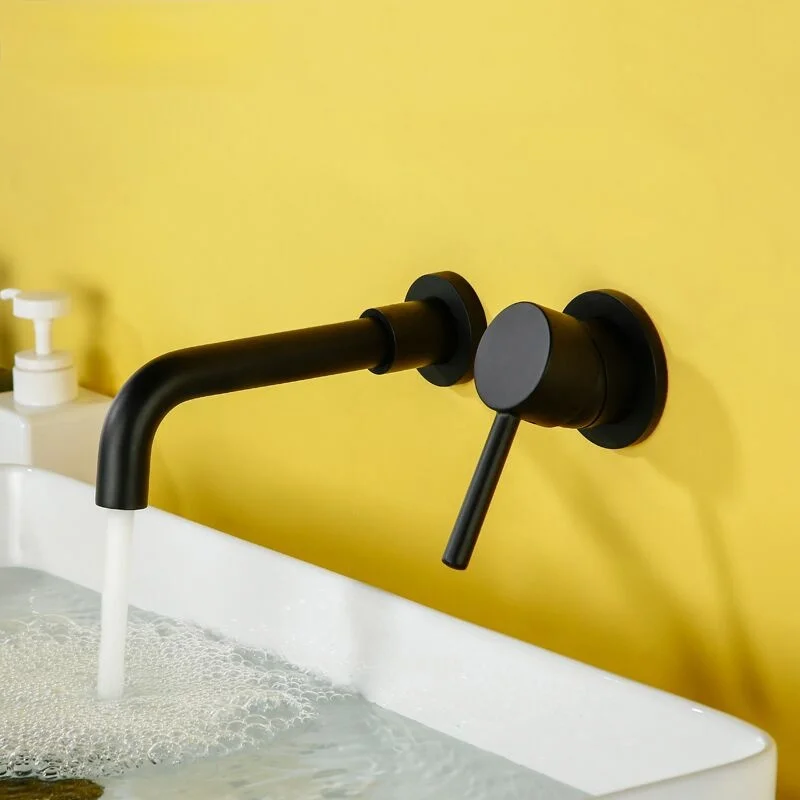 

2021Bathroom Sink Basin Faucet Bath Mixer Tap Wall Mount Brass Matt Black With Single Handle Hot Cold Water White Rose Gold Set