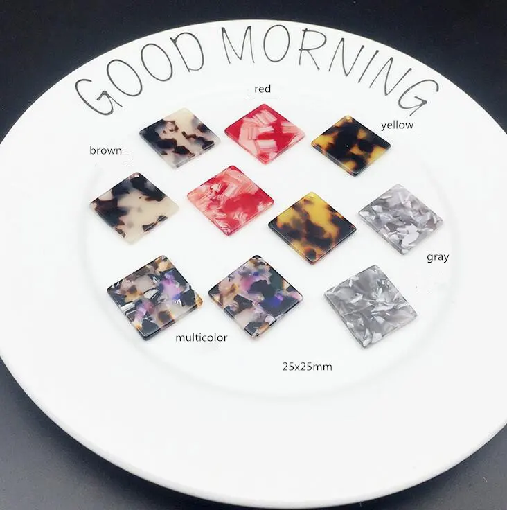 10 шт. 25x25 мм ацетат целлюлозы со спрямленными углами для изготовления браслета