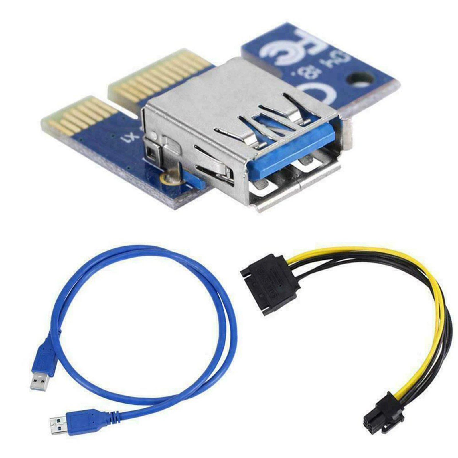 

VER009S PCI Express PCI-E Riser Card PCIE 1X to 16X 60CM USB 3.0 Cable SATA to 6Pin Power for Bitcoin Miner Mining