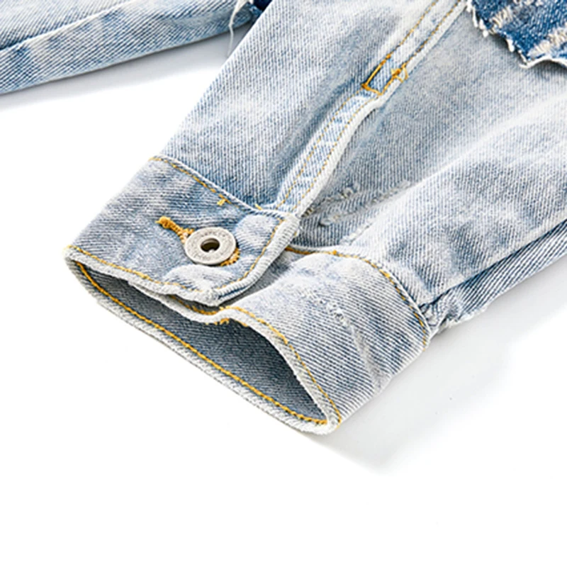 

VGH Casual Denim Jacket For Women Lapel Long Sleeve Hit Color Patchwork Korean Loose Jackets Female 2021 Spring Fashion Clothing