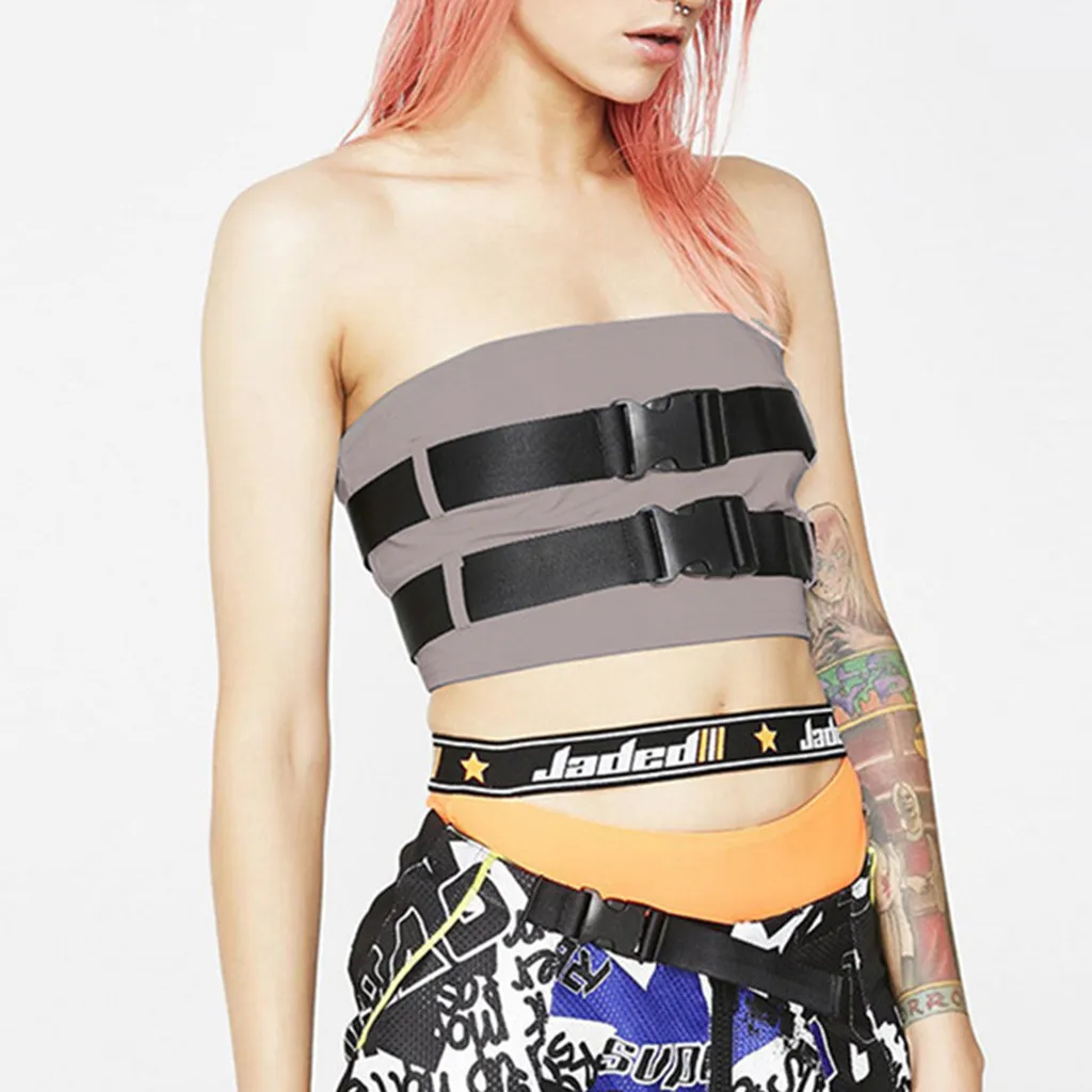 Женские Светоотражающие пикантные Короткие топы праздничный бюстгальтер без