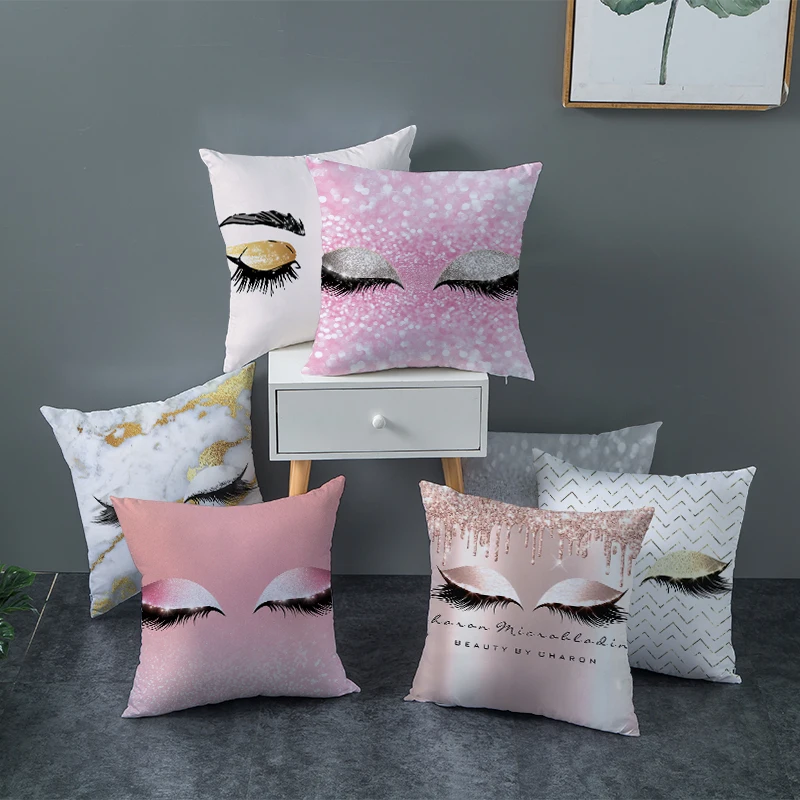 

Sholisa Eyelash Beauty Cushion Cover Girl Lip Decorative Cojines Pillowcase Throw Pillow cover for Sofa 45*45cm