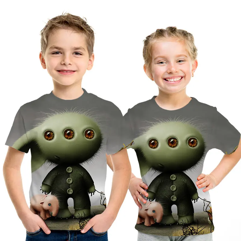 Забавная футболка с 3D ракетой и енотом Детская круглым вырезом изображением