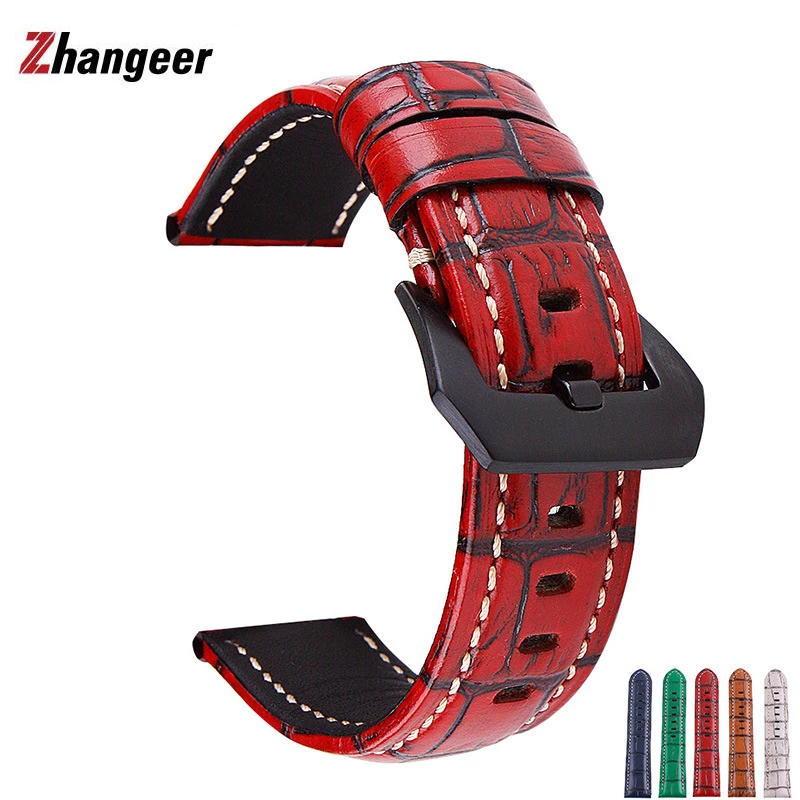 

Retro Cowhide Watchband 20mm 22mm 24mm 26mm correa cinturino Bands For Panerai Huawei gt2 Smart Watch Vintage Leather Wristband
