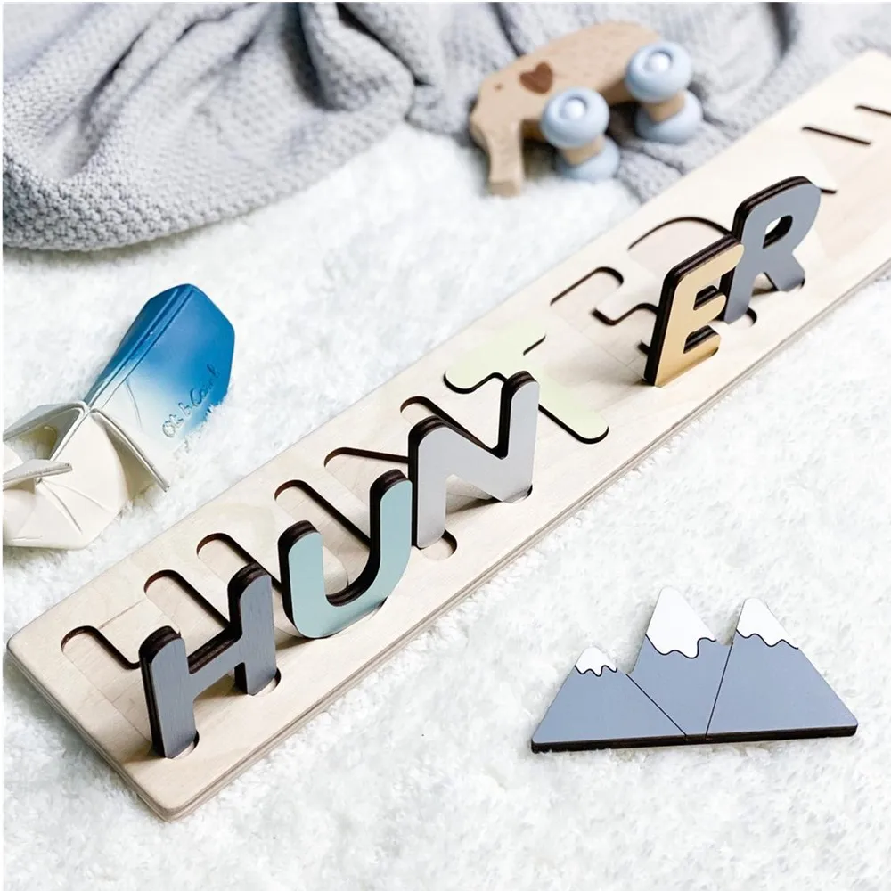 Образовательная головоломка с именем на заказ игрушка ручной работы гравировка