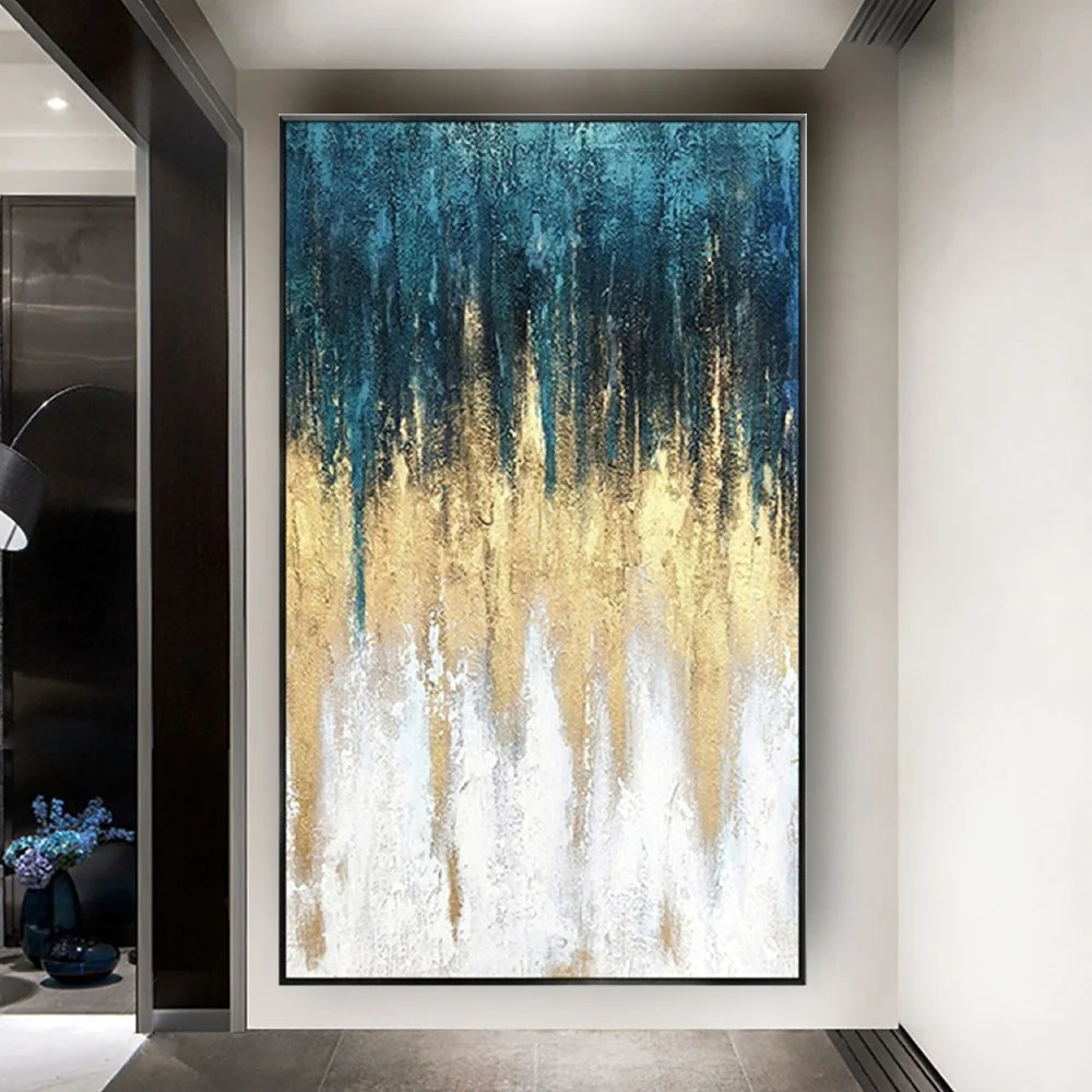 

Modern Handmade Golden Oil Painting On Canvas art Decor wall Painting Green texture canvas art Abstract Wall Art For Room Decor
