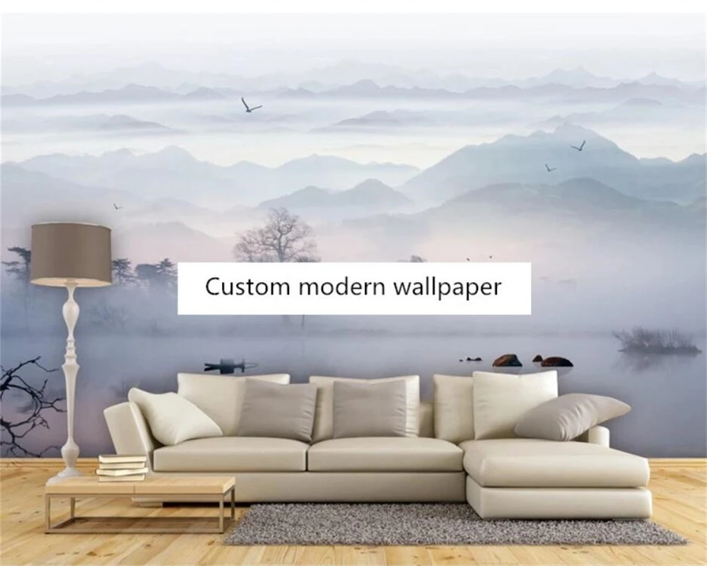 

beibehang Customized modern new wall ink landscape photo wall painting living room bedroom study room wallpaper papier peint