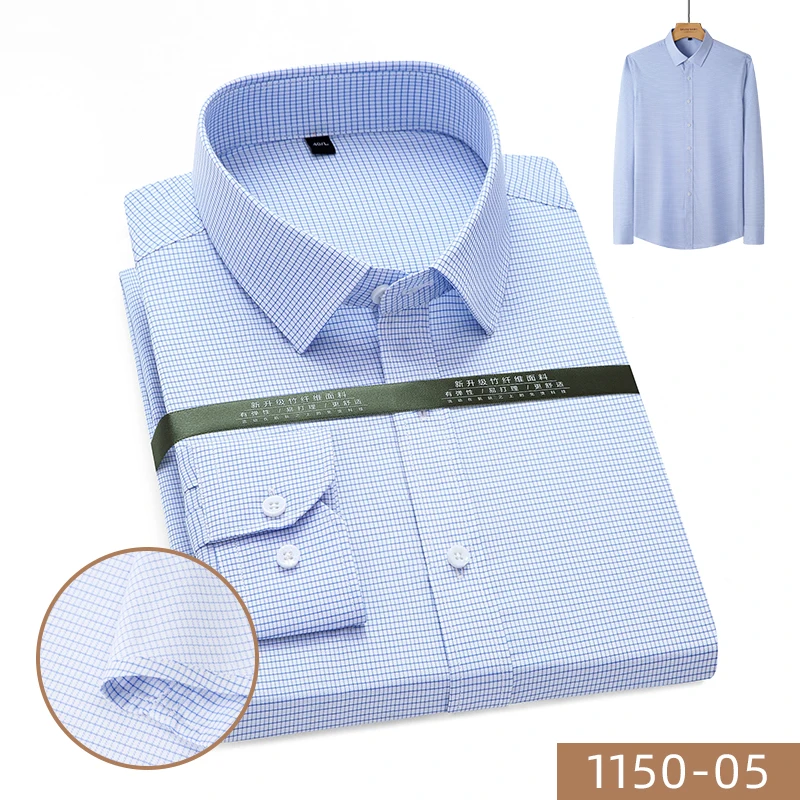 Male Business Casual Long Sleeved Shirt Classic Striped Mens Social Dress Shirts High Quality Soft Comfortable Office Work Shirt