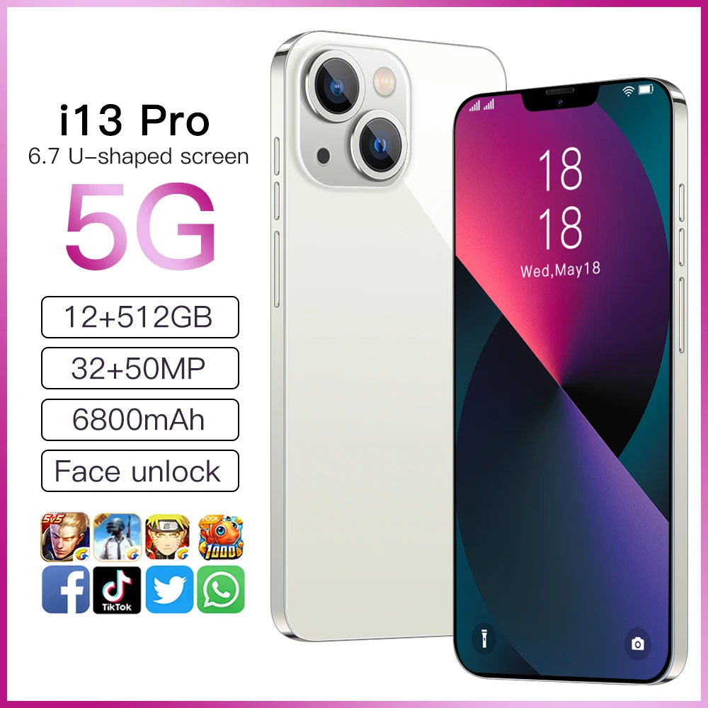 

Глобальная версия i13Pro 6,7 дюйма 12 Гб + 512 Гб 6800 мАч большая память, разблокировка по лицу, двойная карта, двойной режим ожидания