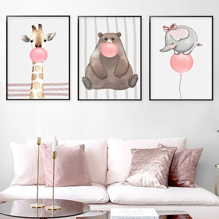 

Cartoon Pink Balloon Children's Room Canvas Art Decorative Painting Poster Picture Album Home Decor Wall Decoration Accessories