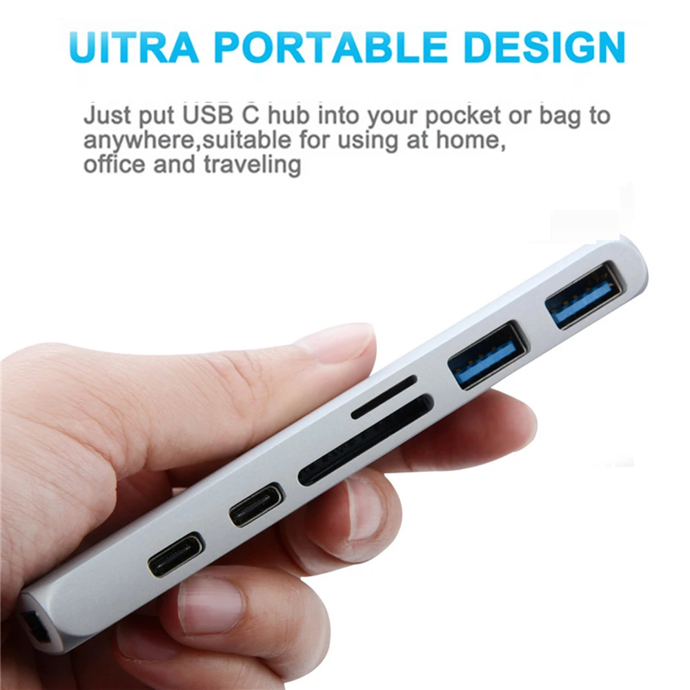 USB 3 1 type C концентратор к HDMI адаптер 4K Thunderbolt с концентратором 0 TF считыватель SD карт