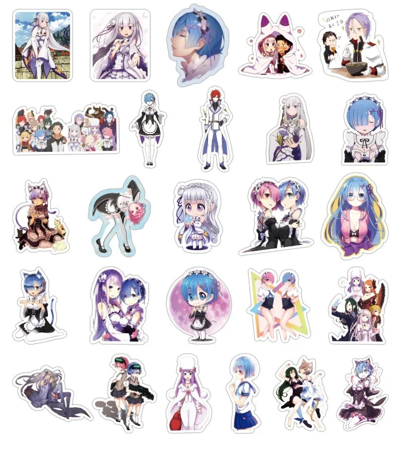 1050pcs relife in a different world from zero stickers for motorcycle phone skateboards laptop luggage bicycle anime stickers free global shipping