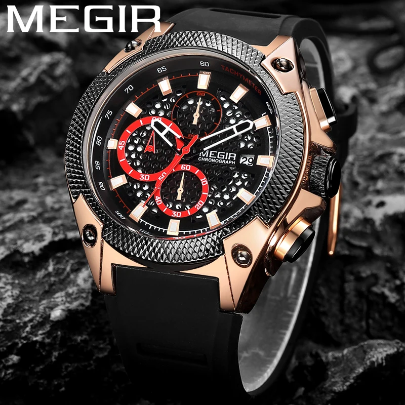 MEGIR часы мужские водонепроницаемые Хронограф военные армейские лучший бренд