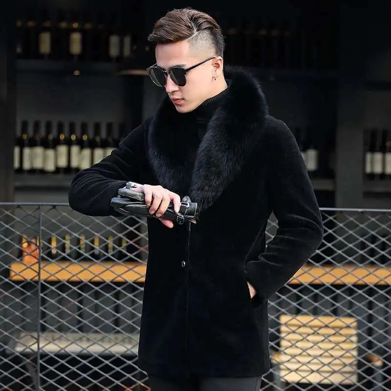 2020 пальто из натурального меха Мужская Зимняя шерстяная куртка с мехом овцы