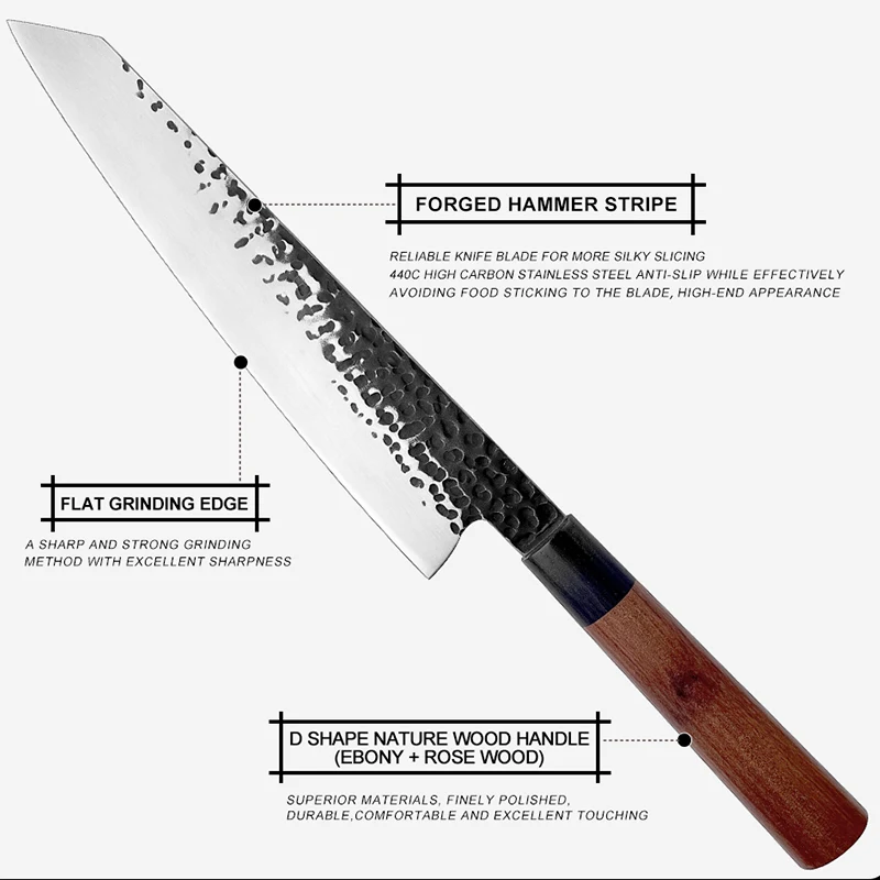 9 5 дюймовый кованый кухонный нож Kiritsuke с лезвием Молотка из нержавеющей стали