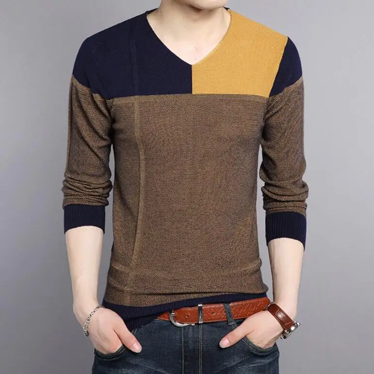 

2020 мужской осенний свитер с длинным рукавом, мужской цветной свитер, повседневный облегающий свитер, топы w1135